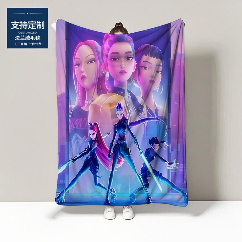 พร้อมส่งในไทย ผ้าห่ม Kpop Demon Hunter ขนาด 100x150cm รุ่นใหม่ ปี2025