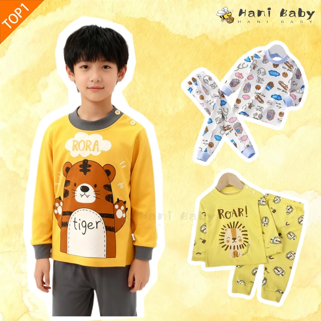 ชุดนอนเด็กลายการ์ตูน ชุดเซ็ตเด็ก แขนยาวขายาว งานใหม่ ใส่สบาย ดีไซน์น่ารักๆ