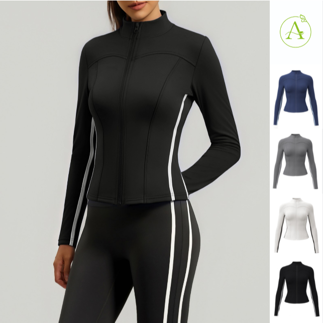 ArayaLady เสื้อคลุมออกกำลังกายผู้หญิง AT-JYMW189 เสื้อกีฬาแจ็คเก็ตแขนยาวมีซิปรูด