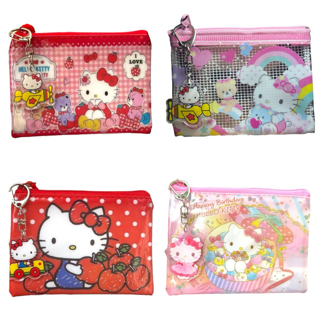 กระเป๋าใส่เหรียญลาย Kitty น่ารัก 🎀 กระเป๋าคิดตี้ ด้านหลังเป็นตาข่าย มีพวงกุญแจ