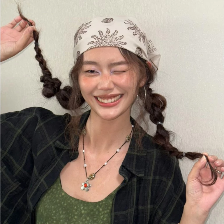Hikari Sun ひかりผ้าผูกผมและโชคเกอร์ลายฮิคาริซัน Scarf+Choker กลิ่นอายสไตล์ญี่ปุ่น ผ้าฝ้ายสัมผัสนิ่ม cotton100%