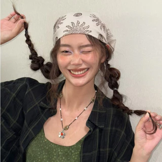 Hikari Sun ひかりผ้าผูกผมและโชคเกอร์ลายฮิคาริซัน Scarf+Choker กลิ่นอายสไตล์ญี่ปุ่น ผ้าฝ้ายสัมผัสนิ่ม cotton100%