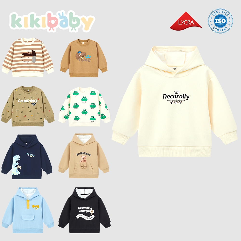 [100-130]เสื้อกันหนาวเด็กผู้ชาย เสื้อฮู้ด สเวตเตอร์ เสื้อเด็กผู้ชาย ลายสกรีน คอกลม สำหรับ2ขวบ-8ขวบWBS