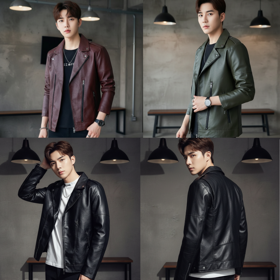 เสื้อแจ็คเก็ตหนัง มีให้เลือกหลากหลายสี แจ็คเก็ตหนังใส่เที่ยว ใส่ขับมอเตอร์เท่ไม่ซ้ำใคร JK03