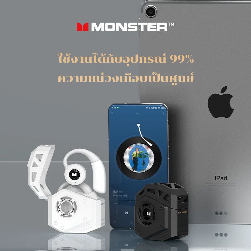 【แท้】หูฟังบลูทูธ Monster MQO21 หูฟังไร้สายแบบเปิดด้านหลังเหมาะสำหรับอุปกรณ์ส่วนใหญ่และเป็นของขวัญคริ