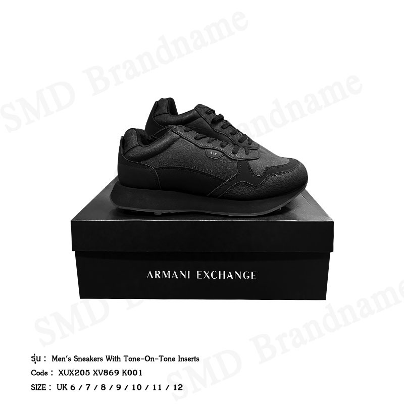 Armani Exchange รองเท้าผ้าใบผู้ชาย รุ่น A/X Men's Sneakers With Tone-On-Tone Inserts Code: XUX205 XV869 K001