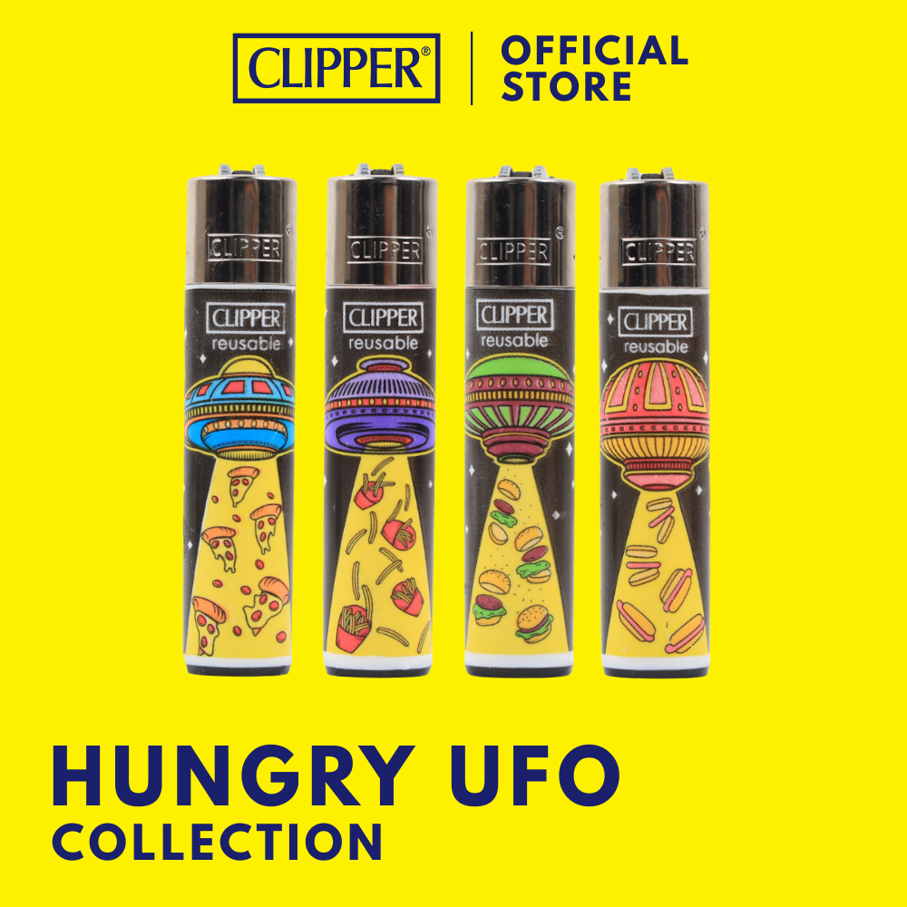 ไฟแช็ค คลิปเปอร์ Clipper Lighters Hungry UFO ไฟแช็คเติมแก๊สได้ ไฟแรงสู้ลม จุดไฟให้แสงสว่างแบบพกพาสะดวก