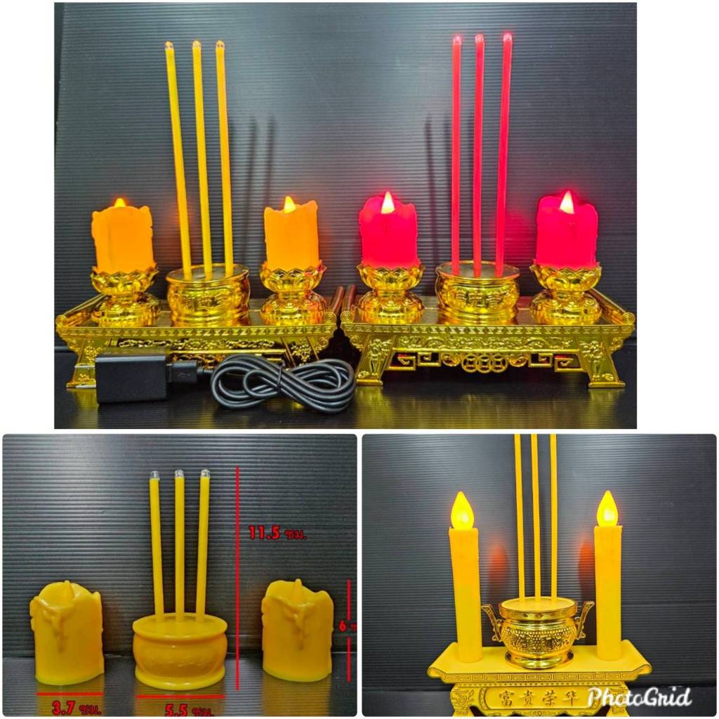 ชุดกระถางธูปเทียนไฟฟ้า หลอดLED 3ดอก รุ่นใส่ถ่าน ใส่ถ่านAAA2ก้อนเเละรุ่นใส่ถ่านกระดุม   ELECTRIC JOSS  กระถางธูปไฟฟ้า