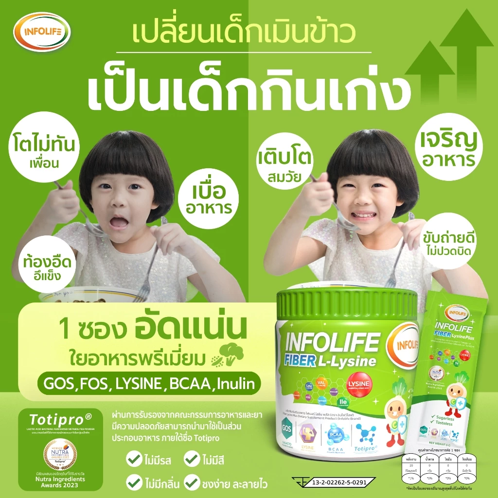 อินโฟว์ไลฟไฟเบอร์อิมมูพลัส+ไฟเบอร์แอลไลซีน+โพรไบโอติกส์+แคลเซียมใส แก้ท้องผูก กินเก่งเสริมภูมิ เพิ่มสูง สำหรับเด็กส่งฟรี thumbnail 6