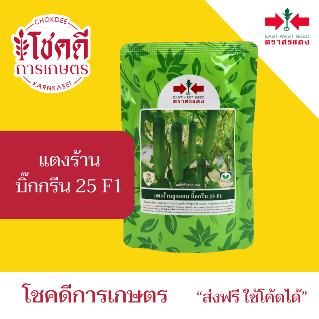 แตงร้าน บิ๊กกรีน 25 F1 เมล็ดพันธุ์ แตงร้าน ลูกผสม ตราศรแดง บรรจุ 100 / 10 กรัม (ล๊อตใหม่บรรจุใส่ถุง)