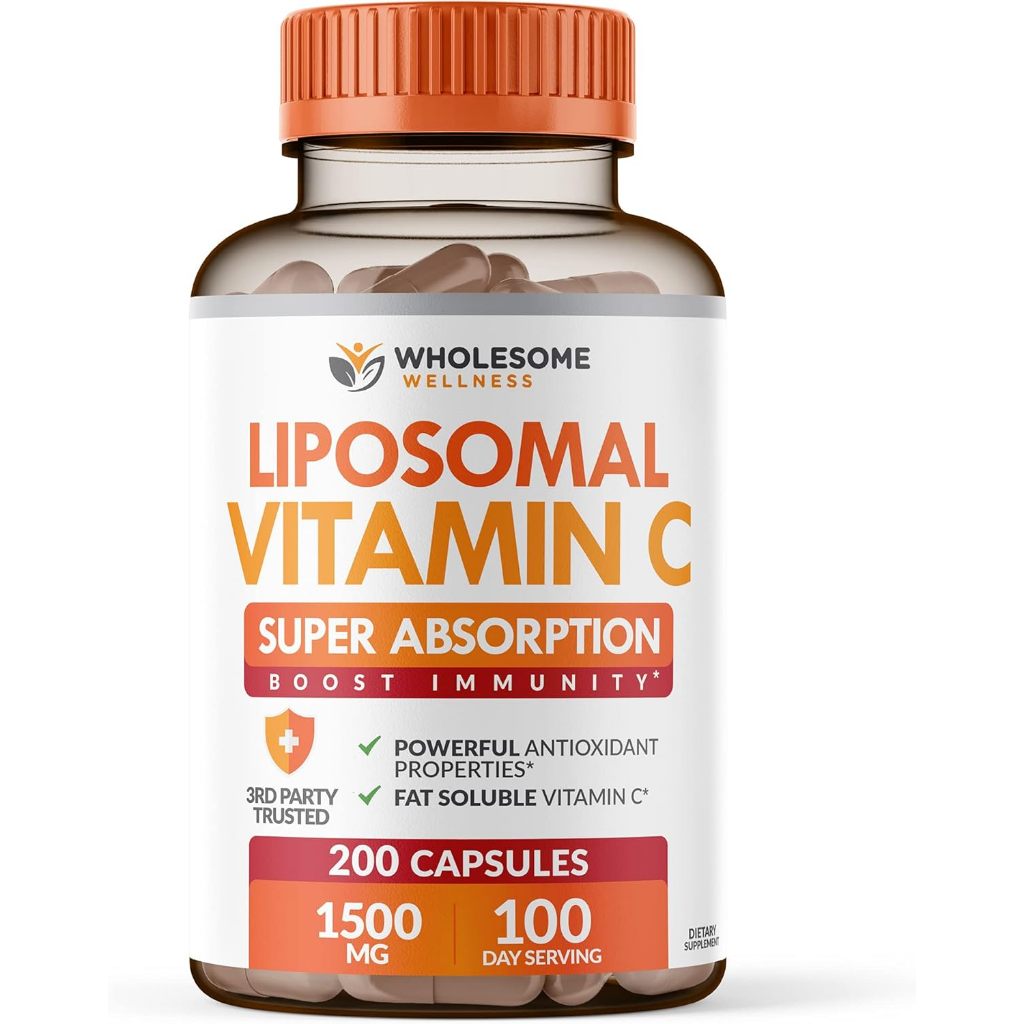 [ของแท้ 100%] WHOLESOME LIPOSOME VITAMIN C 1500 mg SUPER ABSORPTION BOOST IMMUNITY 200 CAPSULES