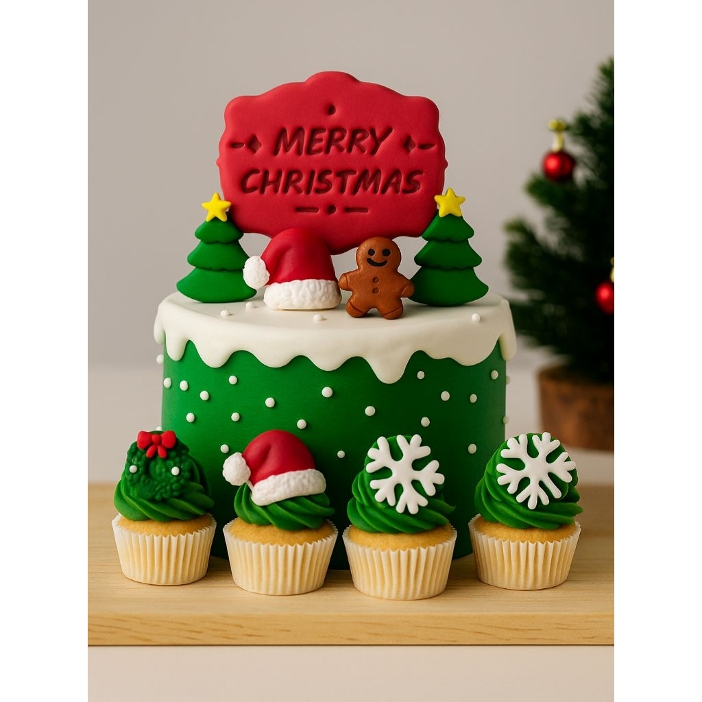 น้ำตาลปั้นเค้กคริสต์มาส น้ำตาลแต่งขนม วันคริสต์มาส Christmas cake topper น้ำตาลแต่งหน้าเค้ก เทศกาลคร