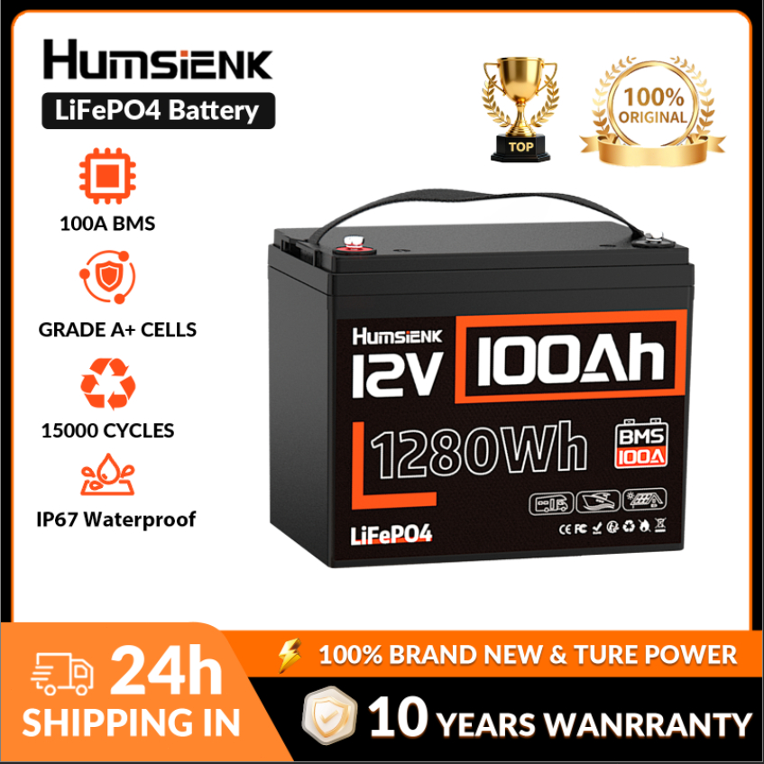 <รับประกัน 5 ปี> 12V 100Ah แบตเตอรี่ LiFePO4 พลังงานแสงอาทิตย์สำหรับเก็บพลังงานฉุกเฉินในบ้าน