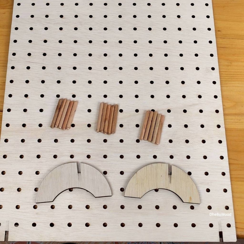 แผ่นไม้เจาะรูเต็มแผ่น pegboard ทรงเหลี่ยม มีขาตั้งถอดได้ ฟรีหมุดแขวน - รูปที่ 7