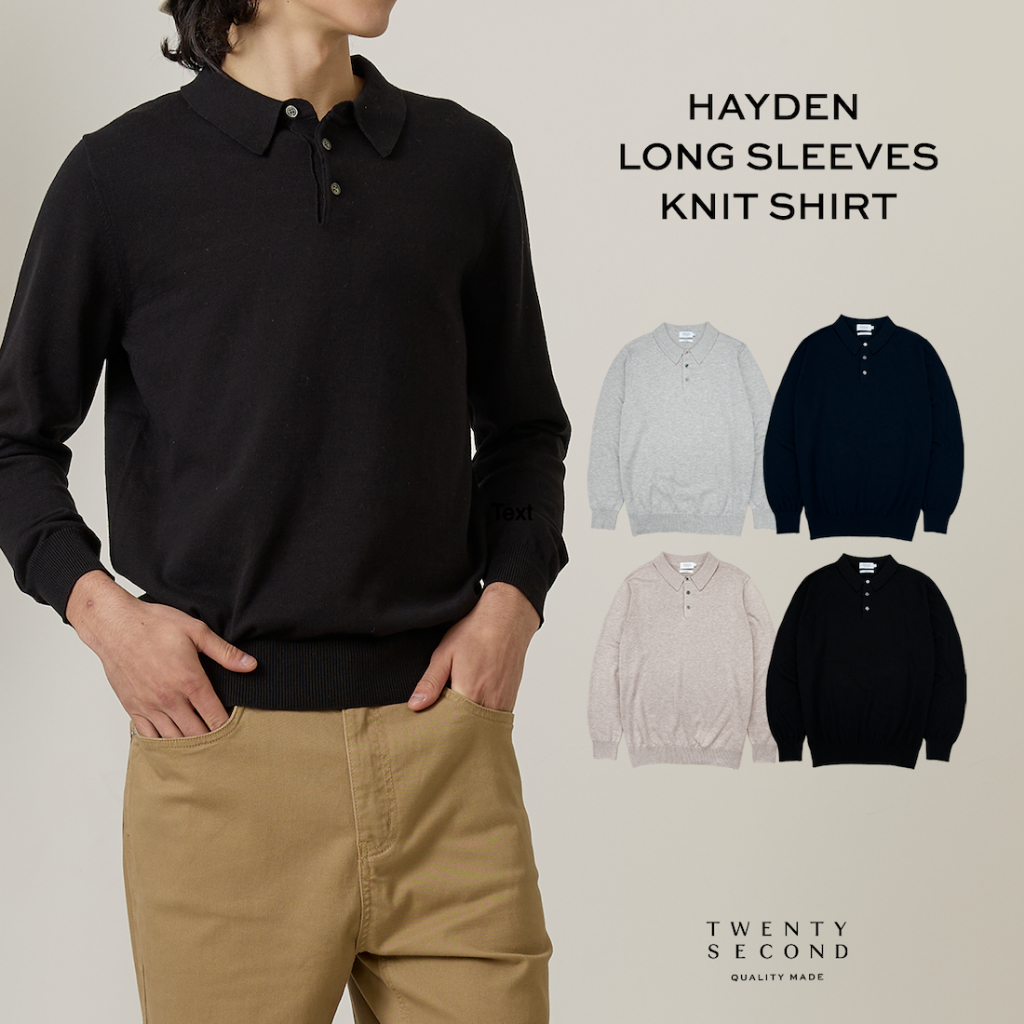 TWENTYSECOND เสื้อโปโลแขนยาวผ้า Knit รุ่น Hayden Long Sleeves Knit Polo