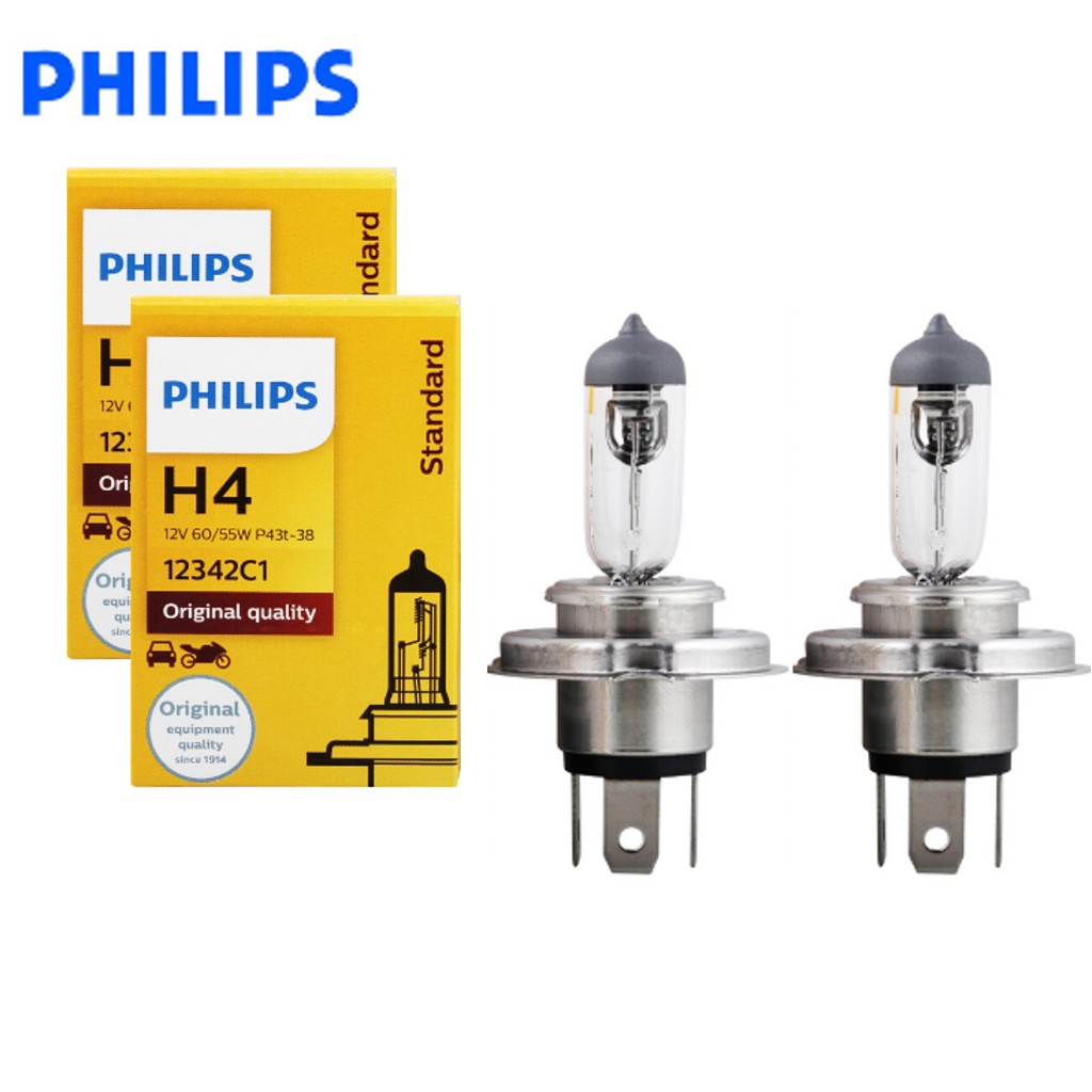 หลอดไฟหน้า ฟิลลิป H4 Philips ฟิลิปส์ H4 12 Volt 60/55 W P43t-38 12342C1 Standard Philips *H4