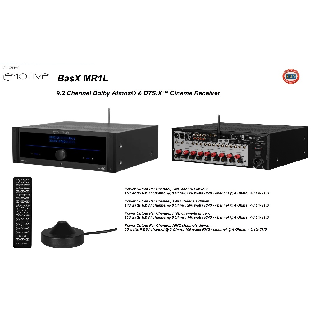 EMOTIVA  BASX-MR1L  9.2 Channel Dolby Atmos® & DTS:X™ Cinema Receiver