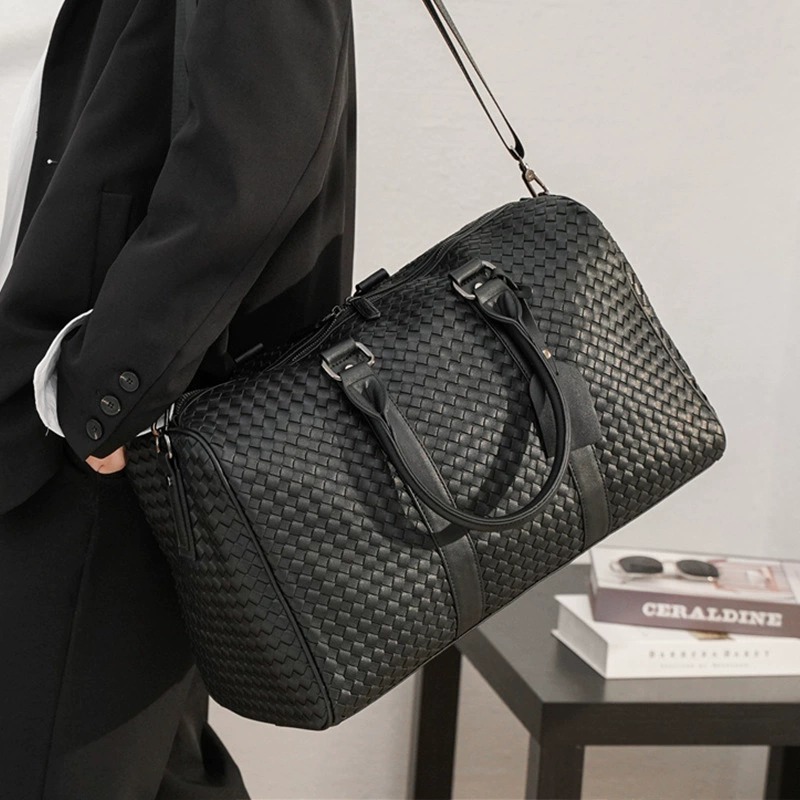 RichPac กระเป๋าเดินทางหนัง PU รุ่น Classic Weave หนังลายสานสุดหรู ดีไซน์พรีเมียม มีสายสะพาย
