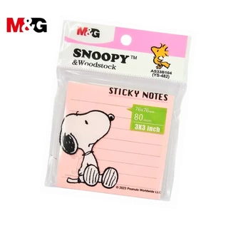 M&G กระดาษโน๊ตมีกาวในตัว "Snoopy & Woodstock" ขนาด 3"×3" และ 3"×4" มีเส้นบรรทัด มี 4 สี สีละ 20 แผ่น (ราคาต่อ 1 แพ็ค)
