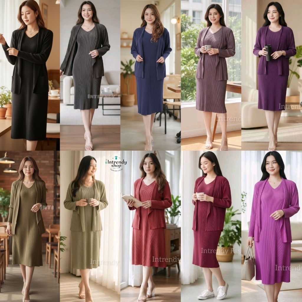 พร้อมส่ง.เดรสพลีทแขนยาวเสื้อคลุมในตัวไซส์สาวอวบ รุ่นB-48 (  Free size: 36 – 56 นิ้ว).ผ้าอัดพลีทเนื้อดีไม่บาง. ราคา ถูกที่สุด ดีลบีเคเค แกลเลอรีภาพที่ 8