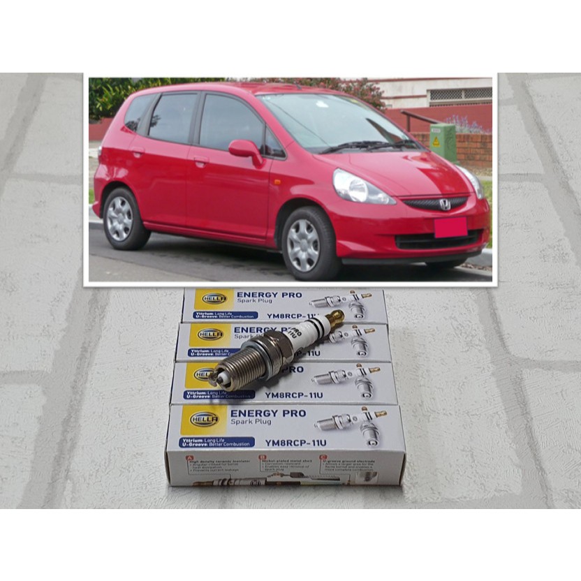 หัวเทียน Honda Jazz GD ( Gen 1 ) ปี 2002 - 2008  จำนวน 4 หัว  ขั้วยิธเทรียม ระยะการใช้งาน 40,000 กม : Hella YM8RCP-11U