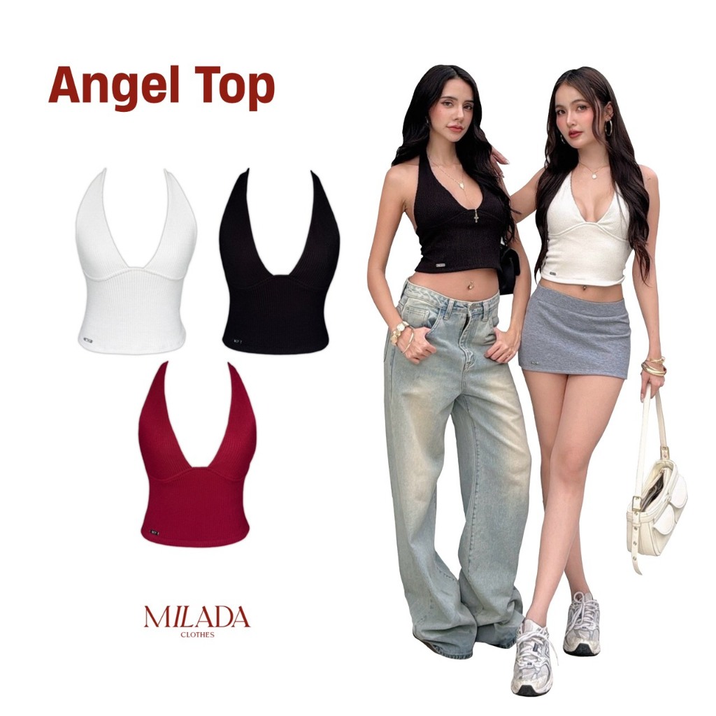 Angel top เสื้อครอปคล้องคอ (6022)