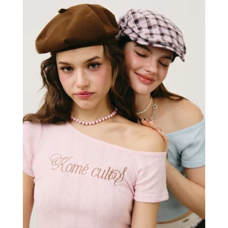 kome.offi (S-4XL) เสื้อปาดไหล่แขนสั้น รุ่น Komé wendy top