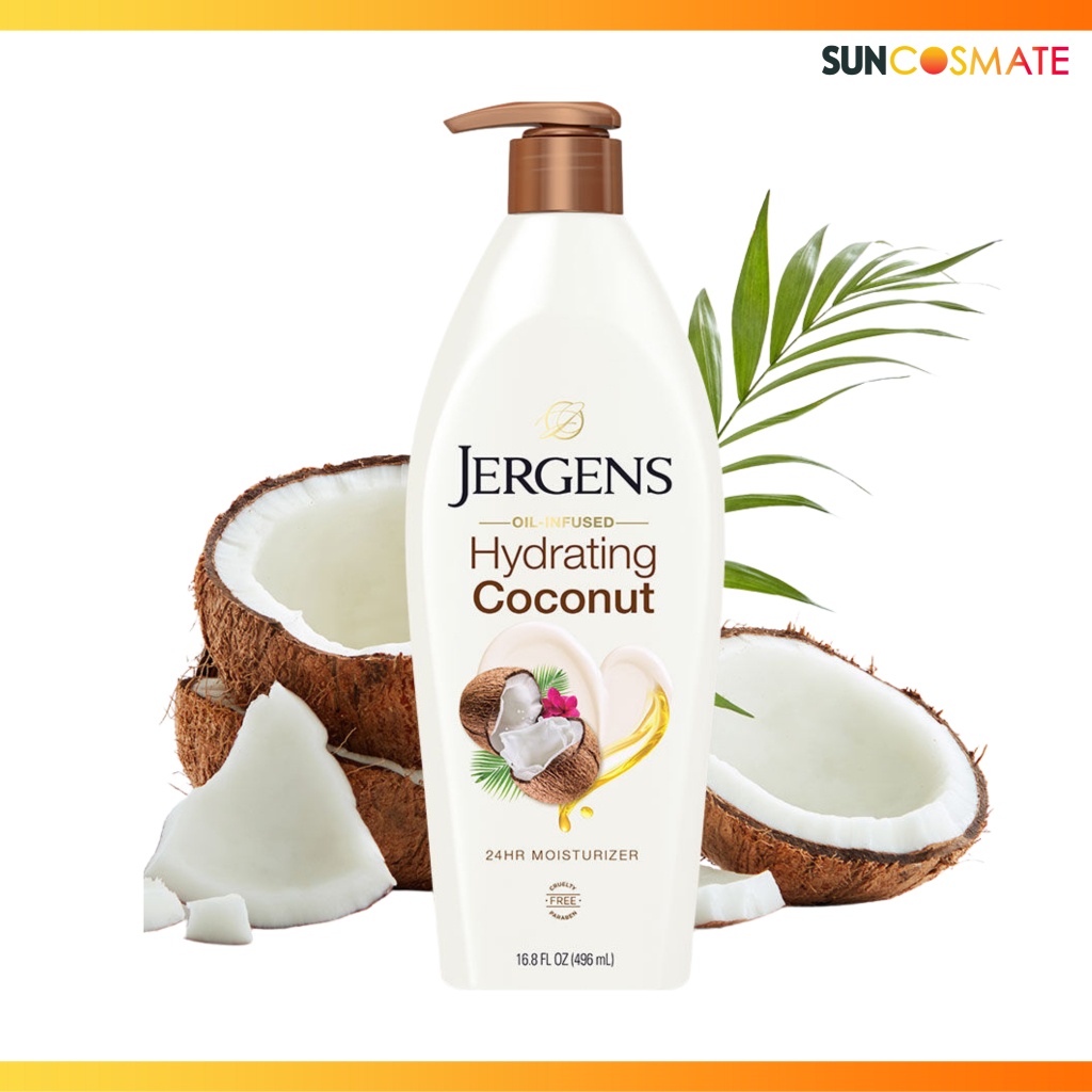 Jergens oil-infused hydrating coconut 24H moisturizer 496ml.