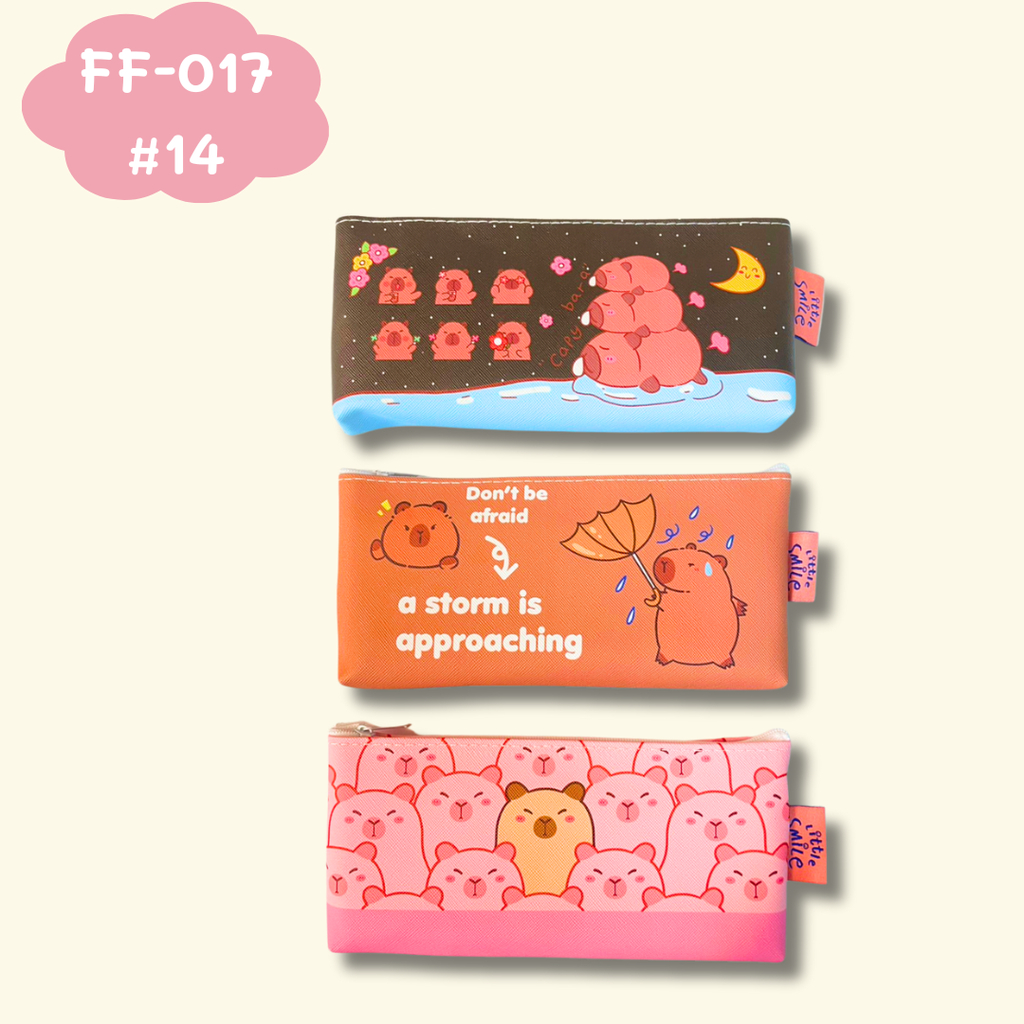 FF-017 🌼💗 กระเป๋าดินสอมีซิป ขยายก้น ลายการ์ตูน ใช้สำหรับใส่ดินสอปากกา อุปกรณ์เครื่องเขียน