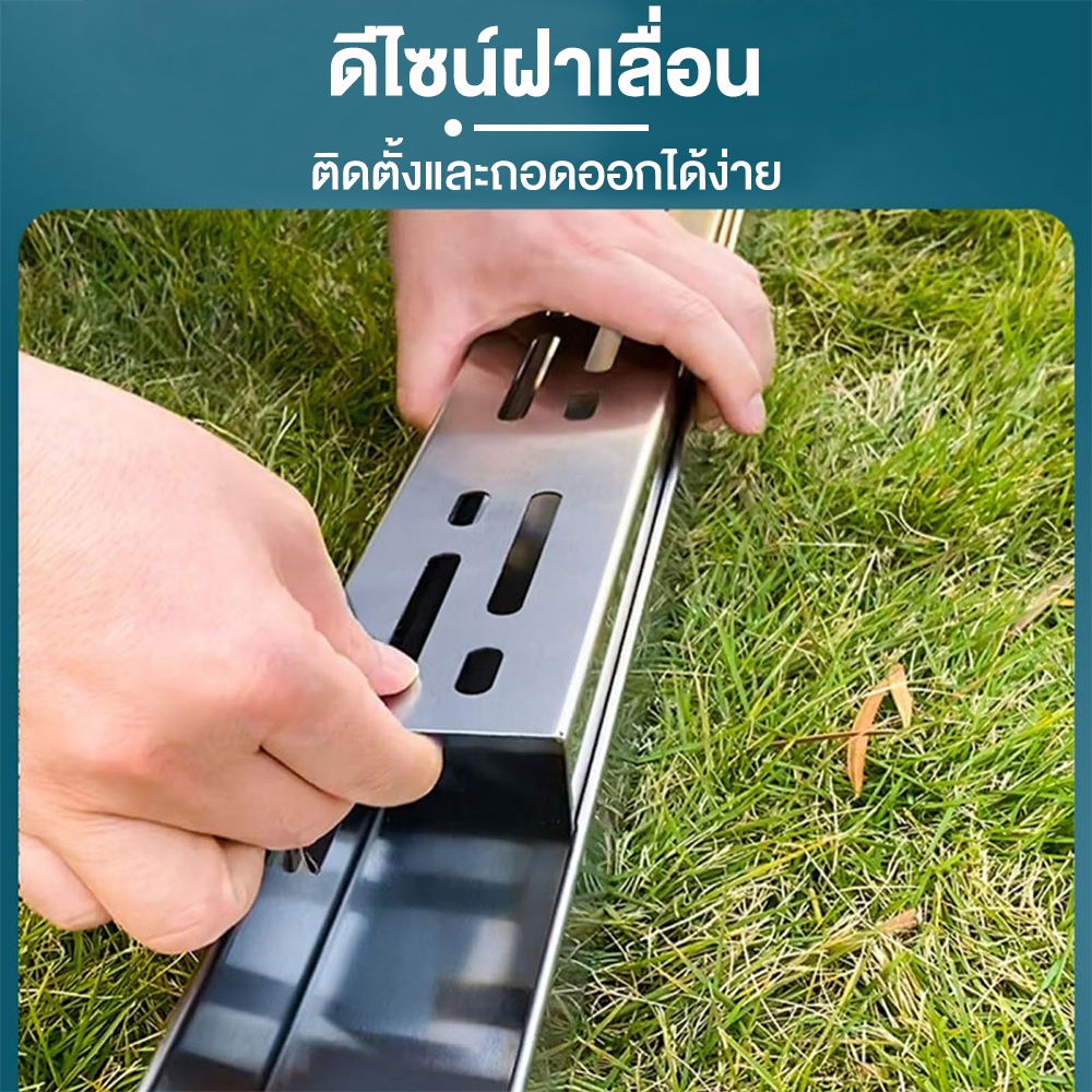 304รางน้ําสแตนเลส รางน้ําฝน การระบายน้ำอย่างรวดเร็ว ป้องกันแมลงและกลิ่น ป้องกันมือบาด ฝาสไลด์ อ่างล้างจาน - รูปที่ 2