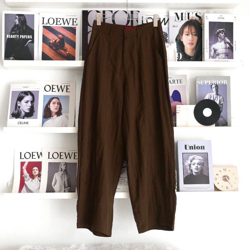 Lawyer Store | 5411653] กางเกงขายาว สไตล์มูจิ กระเป๋าด้านข้างใช้งานได้จริง เนื้อผ้าแพงมาก พริ้วๆอัดยับ  ใส่ทำงาน - รูปที่ 3