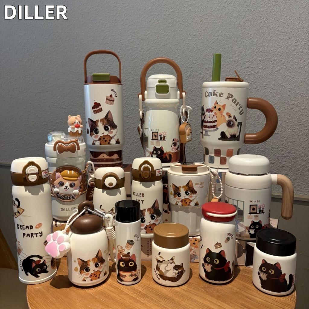 แก้ว​Dillerเก็บอุณหภูมิเก็บเย็นและร้อนได้ มีหลายขนาดให้เลือกลายน่ารัก สแตนเลส316