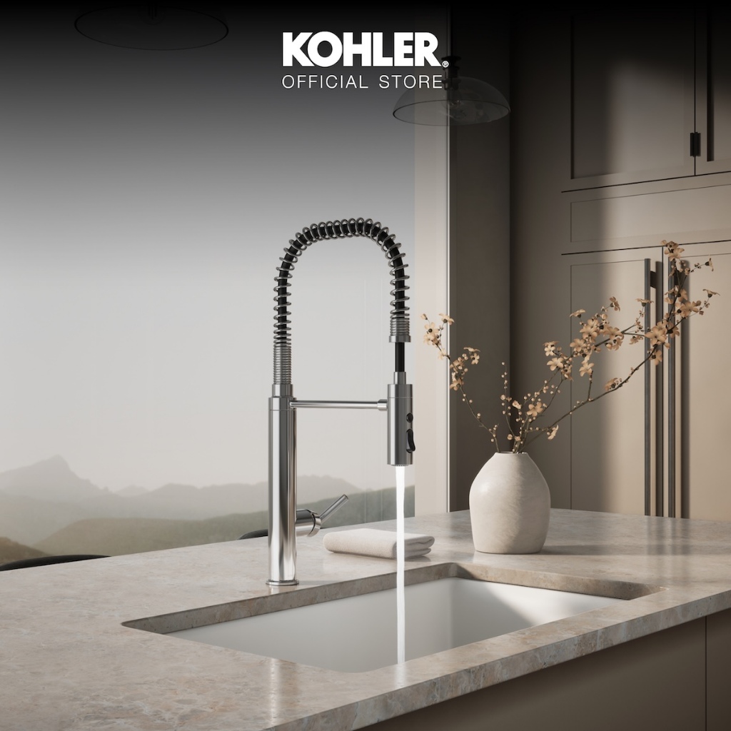 KOHLER Purist semi-pro kitchen faucet ก๊อกผสมอ่างล้างจานฝักบัวแบบคอสปริง รุ่นเพียวริส K-24982T-4-CP