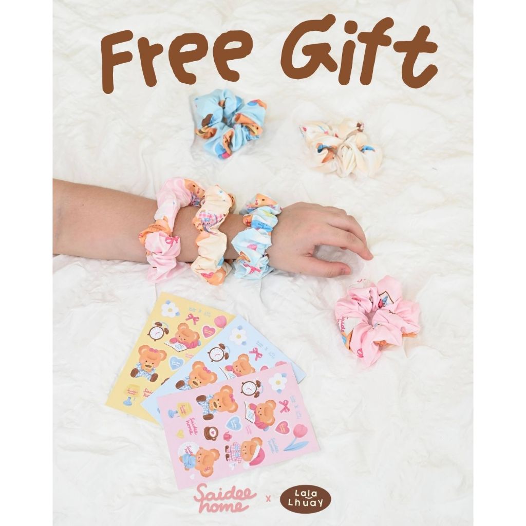 Saideehome│ของแถม ต้องซื้อพร้อมชุดนอนเท่านั้น! ห้ามกด! Scrunchie ยางมัดผม Cozy bear