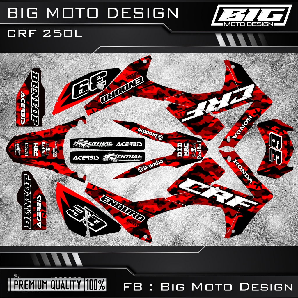 สติ๊กเกอร์ CRF250l ลายพราง งานพิมพ์คุณภาพสูง เคลือบเงาอย่างดี ปะได้ทั้งคัน เต็มคัน