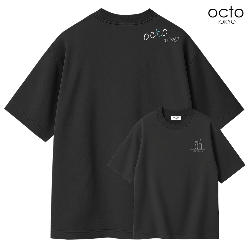 เสื้อยืดทรงโอเวอร์ไซส์ octoTOKYO รุ่น Airly ลาย Sip Happens | ผ้า Premium Cotton 100% นุ่ม สบาย ระบายอากาศดี