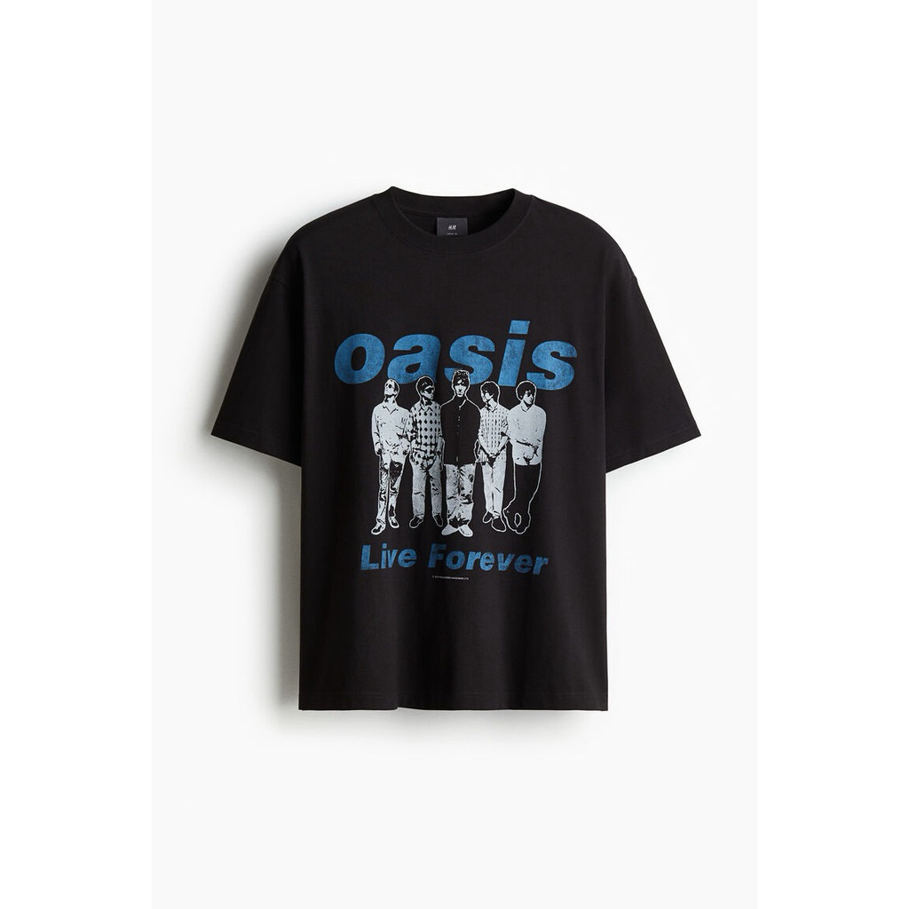H&M เสื้อยืดพิมพ์ลายทรงหลวม ผู้ชาย (Oasis)
