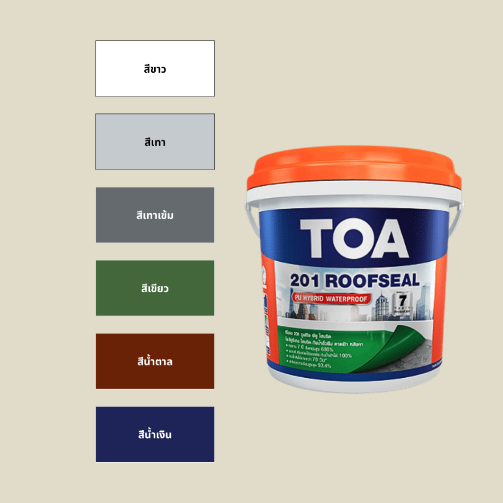 TOA Roofseal ทีโอเอ 201 รูฟซีล พียู ไฮบริด​ สำหรับดาดฟ้า หลังคา กันซึม สีขาว สีเทา สีเทาเข้ม ขนาด 4 กก. ราคา ถูกที่สุด ดีลบีเคเค แกลเลอรีภาพที่ 7