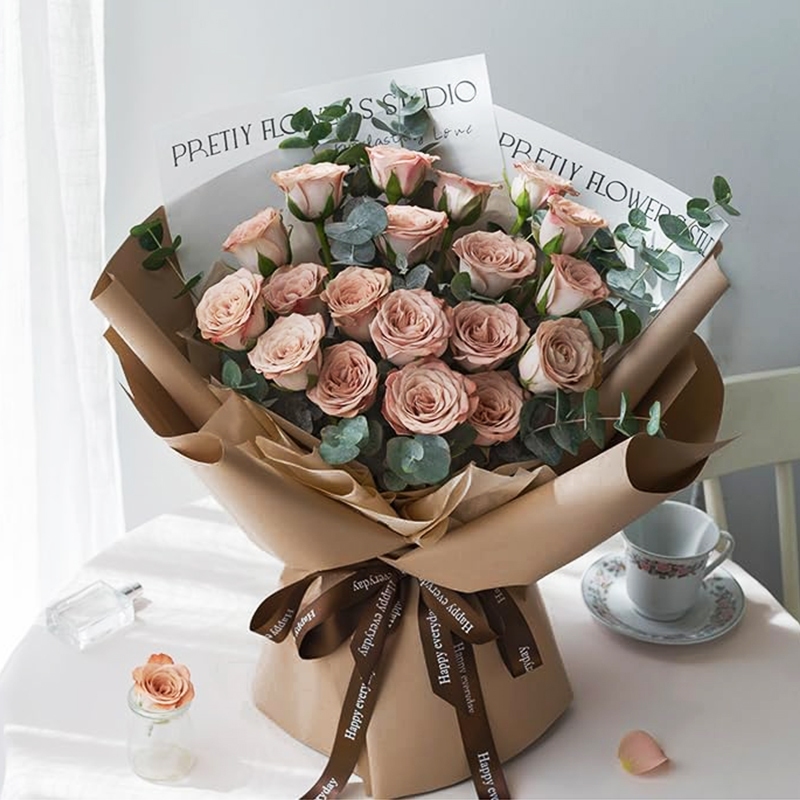 (20แผ่น/แพ็ค) กระดาษห่อช่อดอกไม้ สีพื้น 56*54cm อุปกรณ์จัดช่อ ห่อดอกไม้ กระดาษห่อดอกไม้กันน้ำ - รูปที่ 6