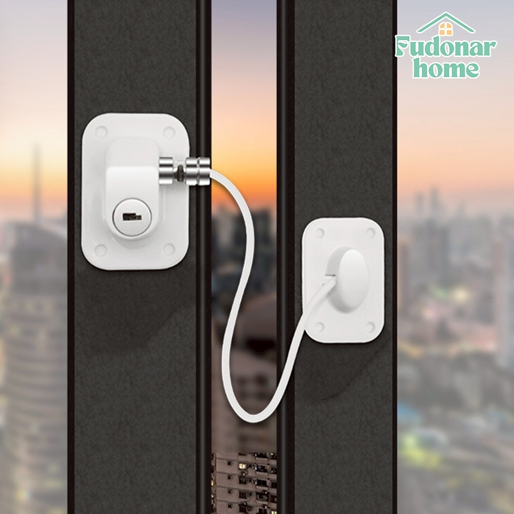 Fudonar ตัวล็อกเพื่อความปลอดภัยแบบกุญแจล็อก สายเหล็กกันตัด ติดตั้งง่าย ไม่ต้องเจาะ