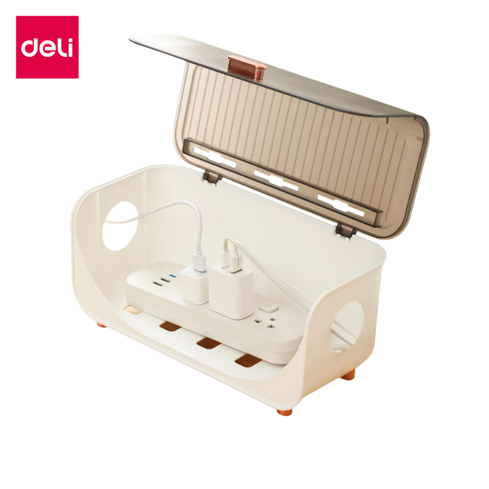 Deli กล่องจัดเก็บสายไฟ จัดการสายชาร์จ หูฟัง สายชาร์จอย่างเป็นระเบียบ Cable Storage Box