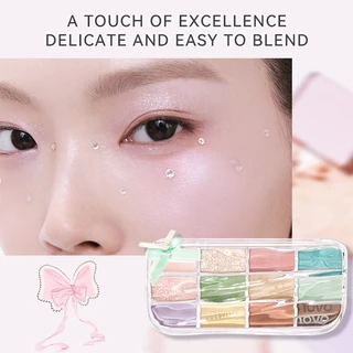 6542 (ใหม่/แท้) NOVO พาเลทอายแชโดว์ 12สี เนื้อใยไหม ประกายชิมเมอร์ กลิตเตอร์ สีสวย Eye Shadow Palette