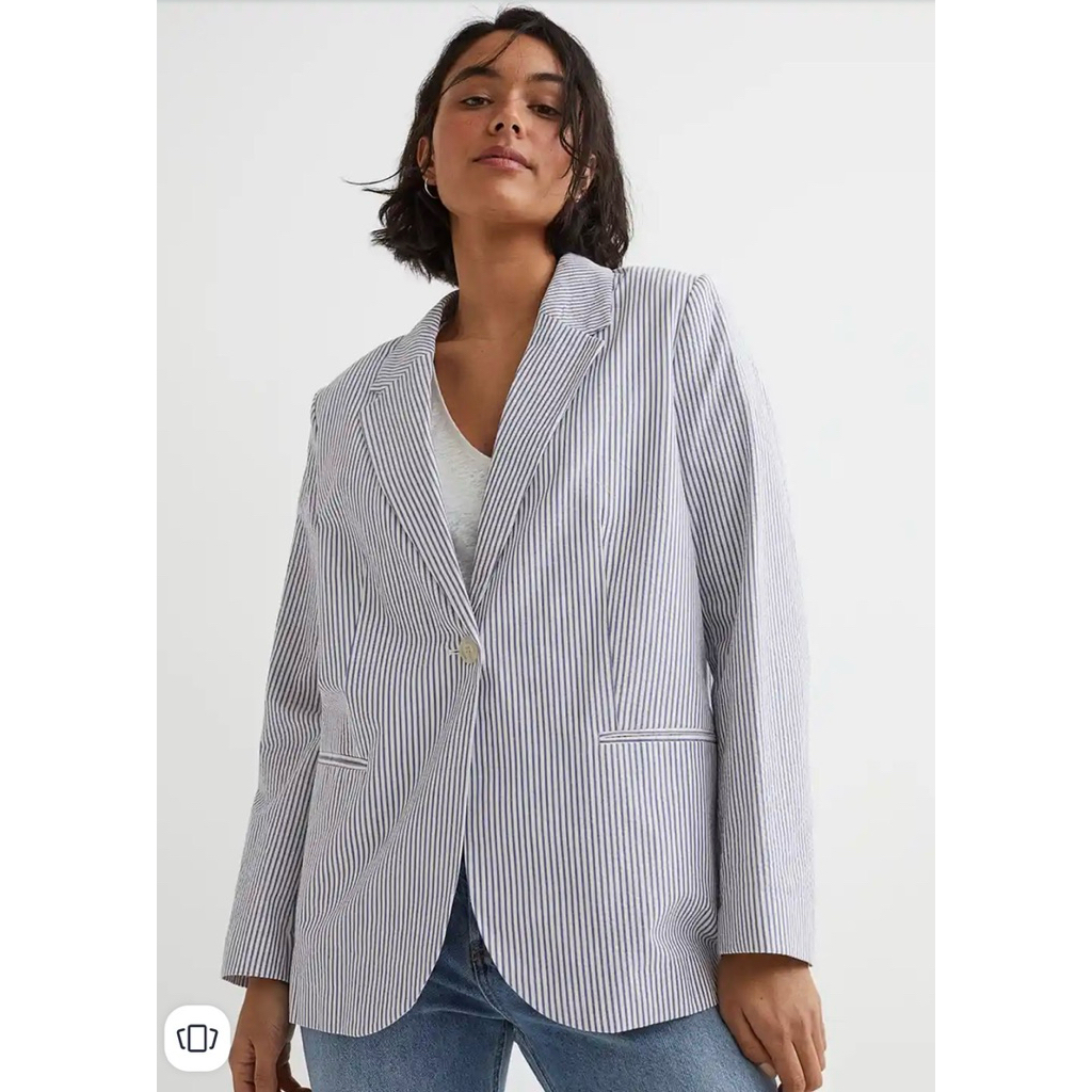 [ส่งต่อ] H&M blazer white and Blue Size S