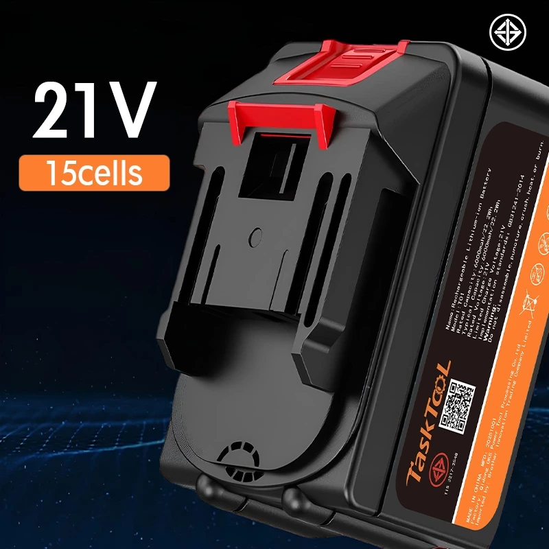 TASKTOOL 15Cells แบตเตอรี่ 21v ลิเธียม  แบตเตอรี่ 6AH-15ก้อน-5C แบตเตอรี่21โวลสำหรับเครื่องมือไฟฟ้า TISI STANDARD thumbnail 4