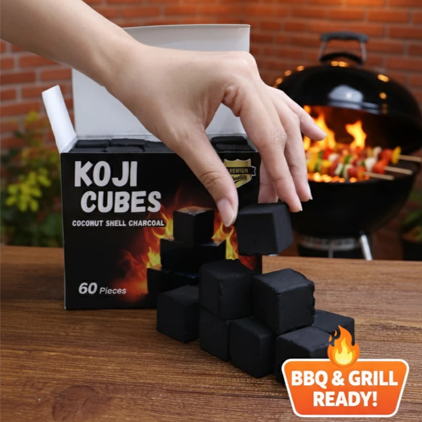 KOJI CUBES ถ่านอัดแท่งทรงลูกเต๋า 25มม. (2.5ซม.) เกรดพรีเมียม ไฟแรงนาน ไร้ควัน สำหรับ เตาฮิดะ และแคมป์ปิ้ง 1 kg 60 ก้อน thumbnail 4