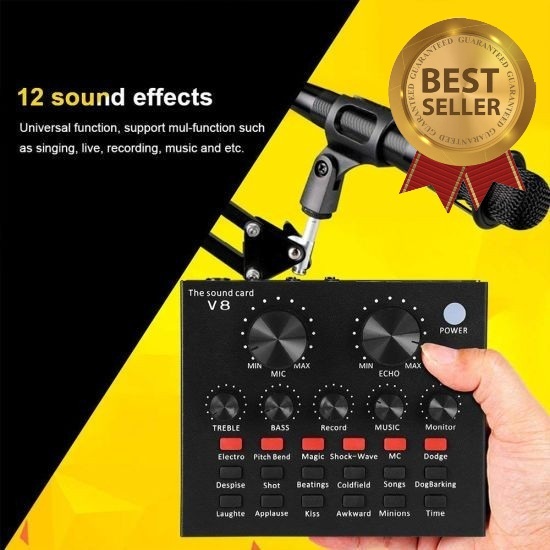 V8 Sound cardการ์ดเสียงสุดฮิตสำหรับไลฟ์ใช้งานง่ายสายไลฟ์สดร้องเพลงพอดเคสต์เกมสตรีม