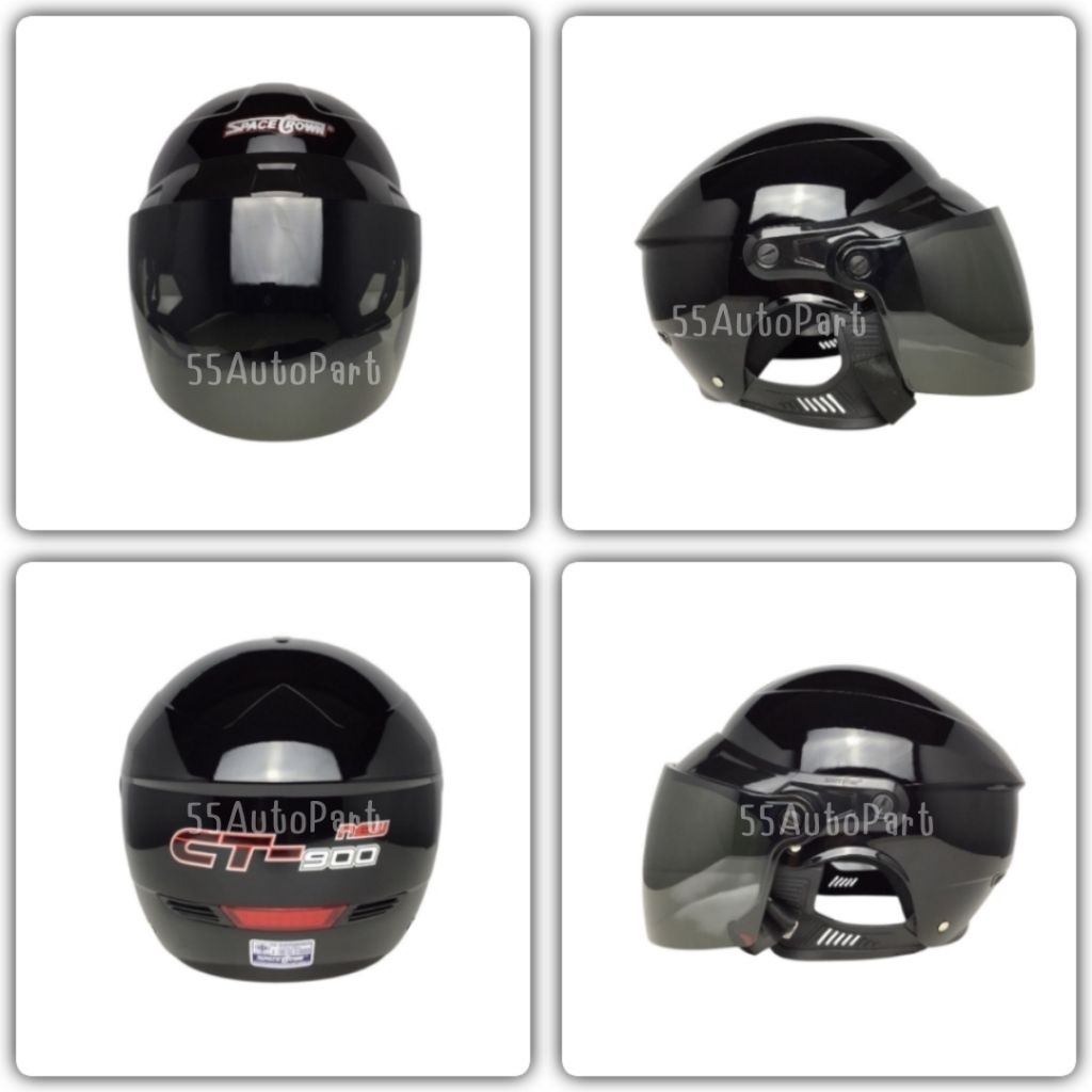 หมวกกันน็อคครึ่งใบ SPACECROWN รุ่น CT900 กระจกใส/กระจกทึบ