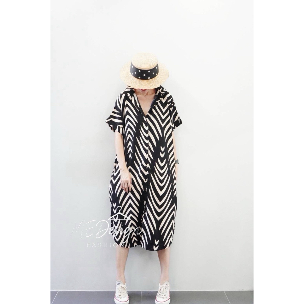 สินค้าเข้าใหม่ #มีพร้อมส่ง  เดรสปกเชิ้ตทรง oversize ผ้าไหมอิตาลี มีน้ำหนัก สวยมากๆ ค่า ใส่ปล่อยๆ