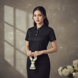 🔥เสื้อโปโลสีดำล้วน เสื้อดำคอปก ชาย/หญิง ไซส์ S-5XL 📌เสื้อดำท…