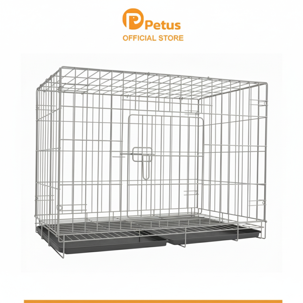 Petus กรงสัตว์พับได้ กรงสัตว์ใหญ่ พับเก็บได้ Pet cage ซี่กรงห่าง 4ซม. เหมาะสำหรับ สุนัข แมว หรือกระต่าย ขนาด 70cm.